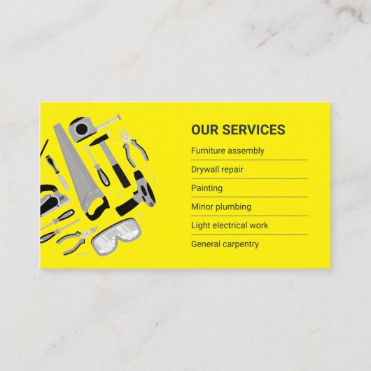 General Contractor, Handyman service, Construction 名刺 (裏面)