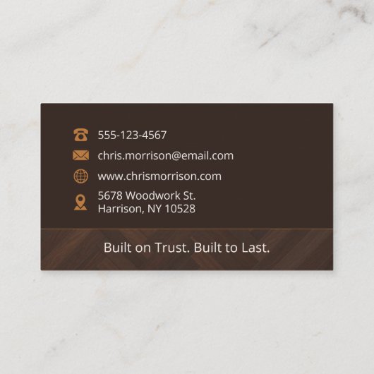 General Contractor Handyman Wooden Carpentry 名刺 (裏面)