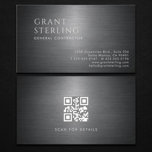 General Contractor Metallic QR Code 名刺
