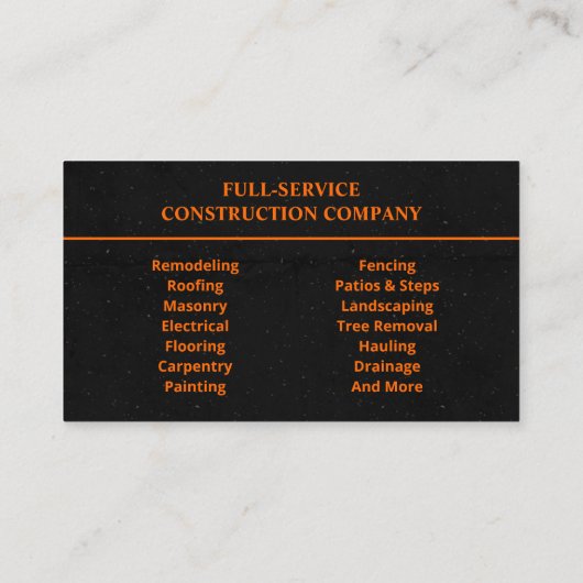 General Contractor Modern Charcoal & Orange 名刺 (裏面)