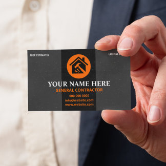 General Contractor Modern Charcoal & Orange 名刺