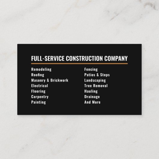 General Contractor Professional Black & Copper 名刺 (裏面)