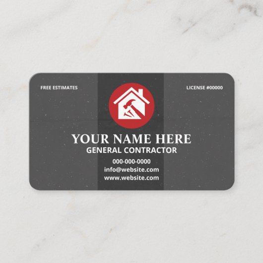General Contractor Professional Charcoal & Red  名刺 (正面)
