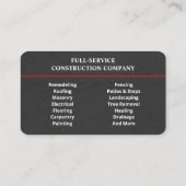 General Contractor Professional Charcoal & Red  名刺 (裏面)
