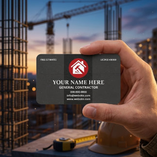 General Contractor Professional Charcoal & Red  名刺