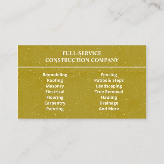 General Contractor Rustic Orange & Yellow Texture 名刺 (裏面)