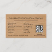General Contractor Rustic Wood QR Code 名刺 (裏面)