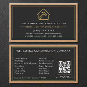 General Contractor Wood QR Code Black Gold 名刺
