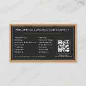 General Contractor Wood QR Code Black Gold 名刺 (裏面)