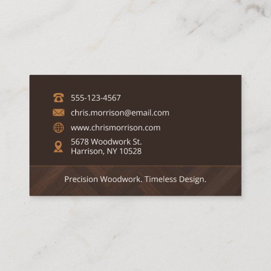 General Contractor Wooden Monogram Carpentry 名刺 (裏面)