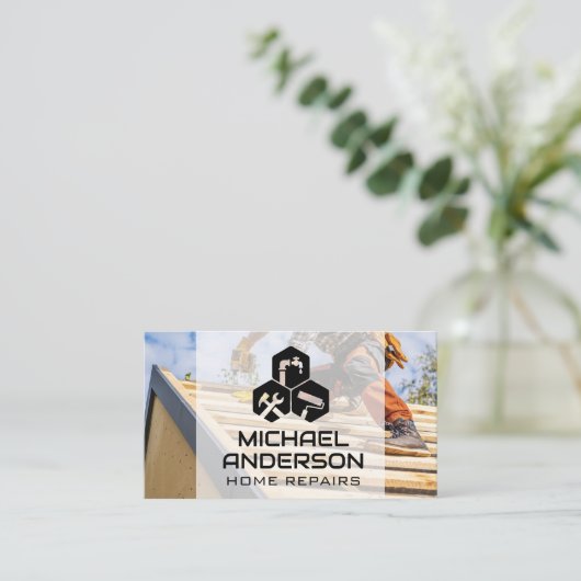General Contractor Working on Roof 名刺 (スタンド正面)