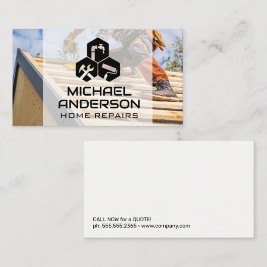 General Contractor Working on Roof 名刺 (正面/裏面)