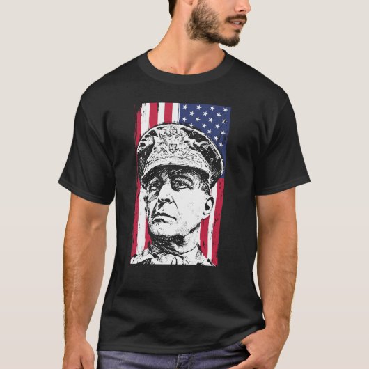 General Douglas MacArthur USA Flag Tシャツ (正面)
