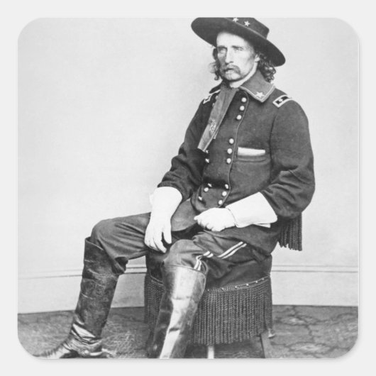 General George A. Custer (b/w photo) スクエアシール (正面)