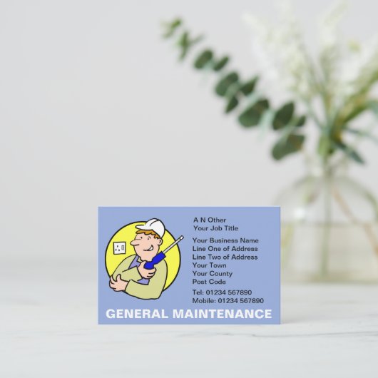 General Maintenance Cartoon Business Card 名刺 (スタンド正面)