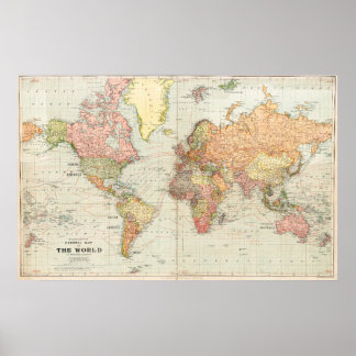 General Map of the World Poster ポスター