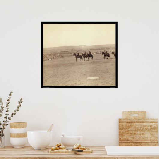 General Miles Overlooking Tipi Camp SD 1891 ポスター (キッチン)