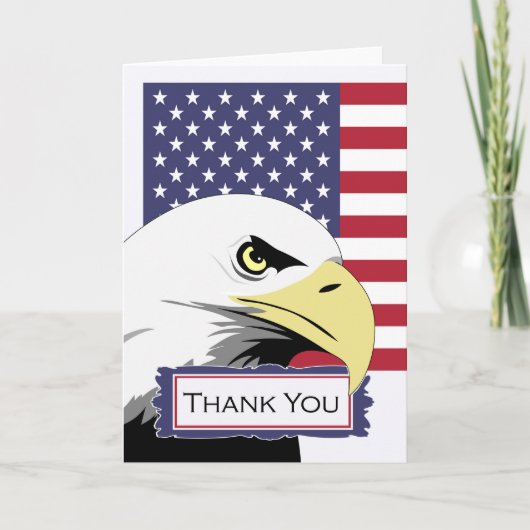 General Patriotic Thank You Eagle and USA Flag サンキューカード (正面)