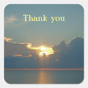 General Thank You Sunset Over Pacific海写真 スクエアシール