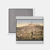 General view and Vesuvius, Pompeii，イタリアのヴィンテージ マグネット (正面/裏面)