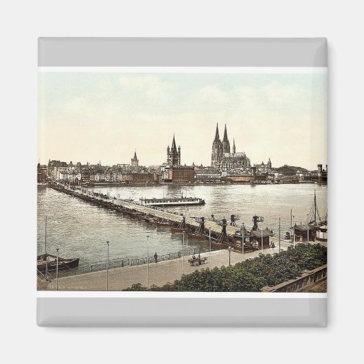 General view, Cologne, the Rhine, Germanyクラシック マグネット (正面)