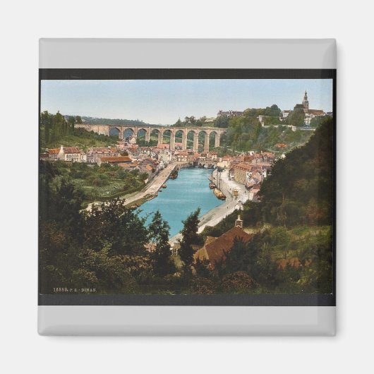 General view, Dinan, France ヴィンテージPhotochrom マグネット (正面)