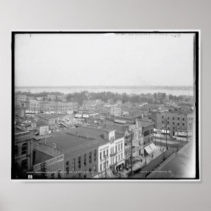 General view east from Post Office, Port Huron, Mi ポスター