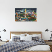 General View of Luna Park at Night キャンバスプリント (インサイチュ (寝室))