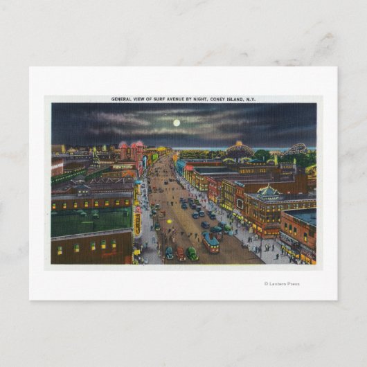 General View of Surf Avenue at Night ポストカード (正面)