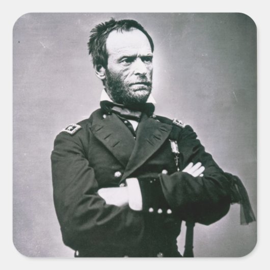 General William T. Sherman (1820-91) （b/w写真） スクエアシール (正面)