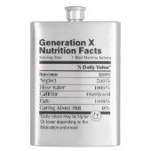 Generation X | Fun Nutrition Facts Sarcasm Neglect フラスク (正面)