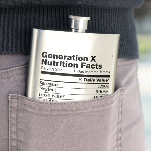 Generation X | Fun Nutrition Facts Sarcasm Neglect フラスク (インサイチュ)