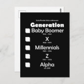 Generationen Baby Boomer, X, Y, Millennials, Z, Al ポストカード (正面/裏面)