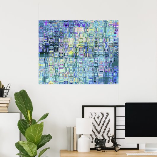 Genetic Art Psychedelic Glass Blocks Hues of Light ポスター (ホームオフィス)