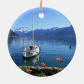 geneva湖の景色、モントルー、スイス連邦共和国 セラミックオーナメント (裏面)