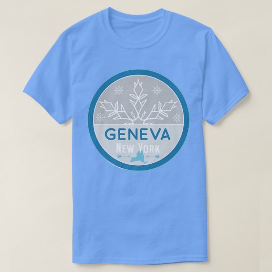 Geneva New York NY Winter Frozen Snowflake Badge  Tシャツ (デザイン正面)