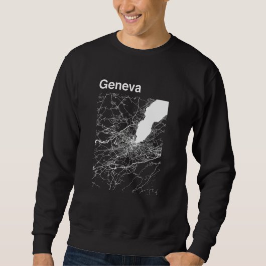 Geneva Switzerland Classic City Map Graphic スウェットシャツ (正面)