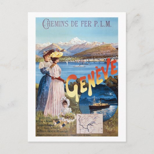 Geneva Switzerland Vintage Poster 1890 ポストカード (正面)