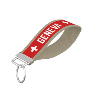 Geneva with Swiss Cross Design リストバンドキーホルダー