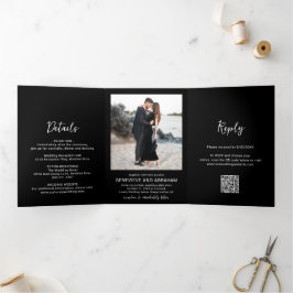 Genevieve Black モダン Photo結婚's 三つ折り招待状