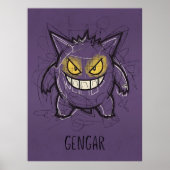 Gengar Chaotic Scribble Art - Gritty Ghost Shadow ポスター (正面)