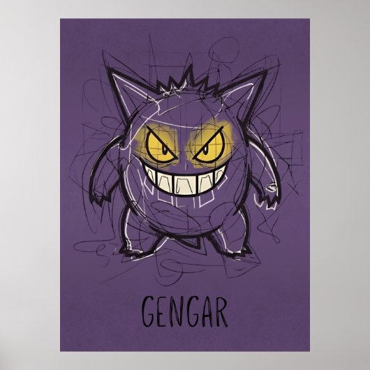 Gengar Chaotic Scribble Art - Gritty Ghost Shadow ポスター (正面)