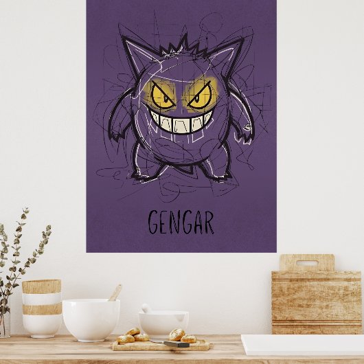 Gengar Chaotic Scribble Art - Gritty Ghost Shadow ポスター (キッチン)
