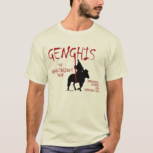 Genghis 「Kahn-tagious」旅行(人のライト) Tシャツ (正面)