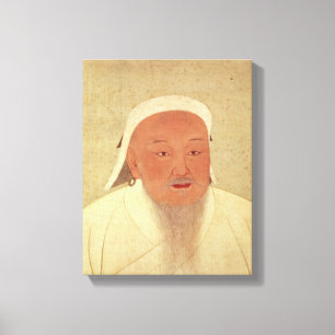 Genghis Khan、モンゴル語Khanのポートレート キャンバスプリント