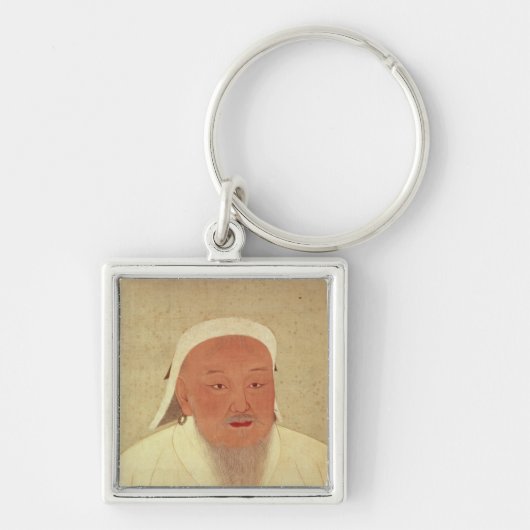 Genghis Khan、モンゴル語Khanのポートレート キーホルダー (正面)