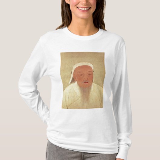 Genghis Khan、モンゴル語Khanのポートレート Tシャツ (正面)