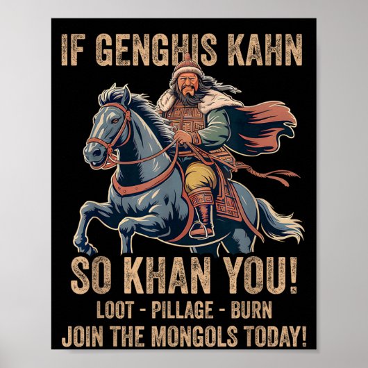 Genghis Khan Quote Funny Mongolia History Mongolia ポスター (正面)