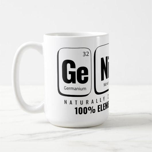 GENiUS周期表 – 科学おもしろいデザイン コーヒーマグカップ (左)
