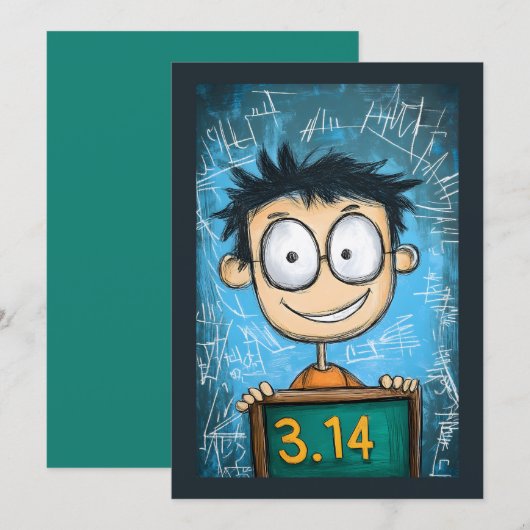 Genius おもしろい Pi Day in Action Cartoon Math Whaz 招待状 (正面/裏面)